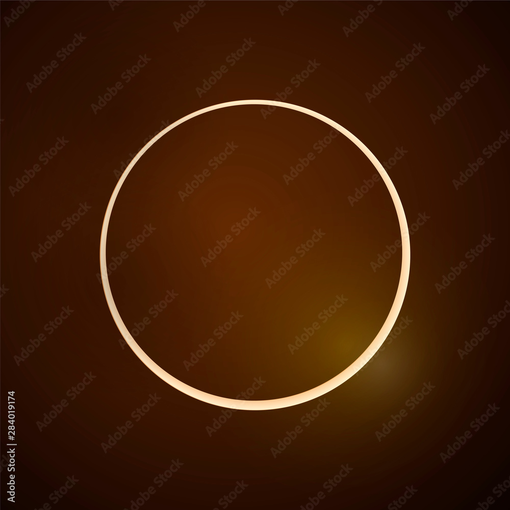 Solar eclipse.  Glowing disk on a dark sky background.