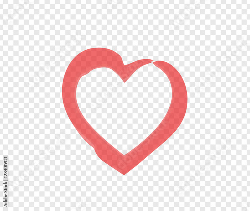 Red heart sign isolated on transparent background. Valentines day icon. Hand drawn heart shape. World heart day concept. Love icon. Vector illustration