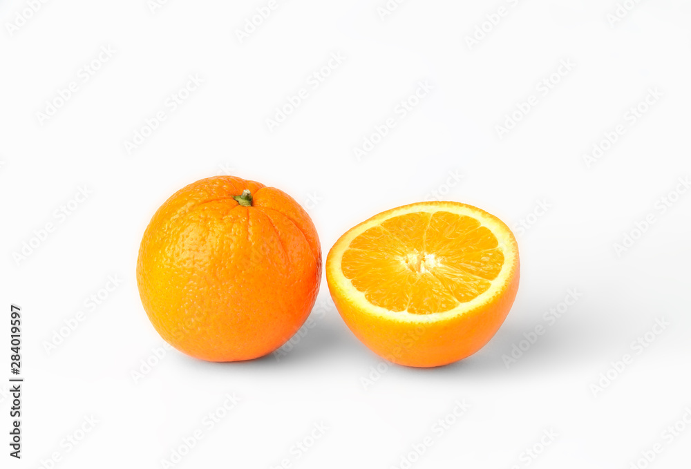 Sliced oranges fruit segments isolated on white background Sliced oranges fruit segments isolated on white background