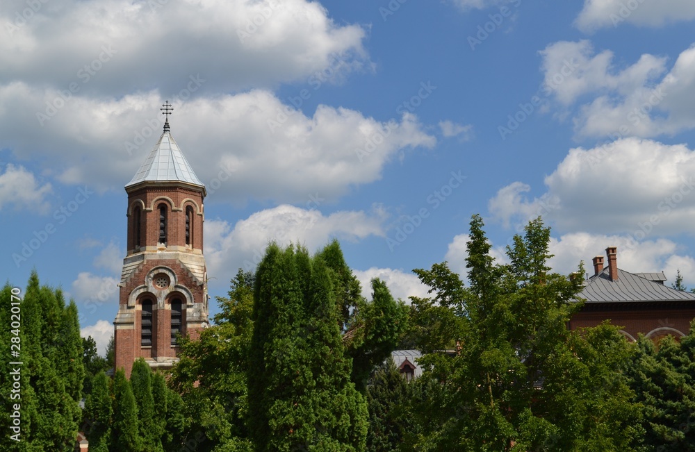Φωτογραφία Tower of the church of an old Orthodox monastery from Romania, Eastern Europe