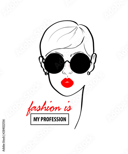 Fashion design sketch woman in style pop art