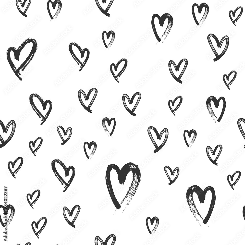 Heart doodles seamless love pattern. Hand drawn brushed hearts. Background texture for valentine's day. Heart doodles seamless love pattern. Hand drawn brushed hearts. Background texture for valentine's day.