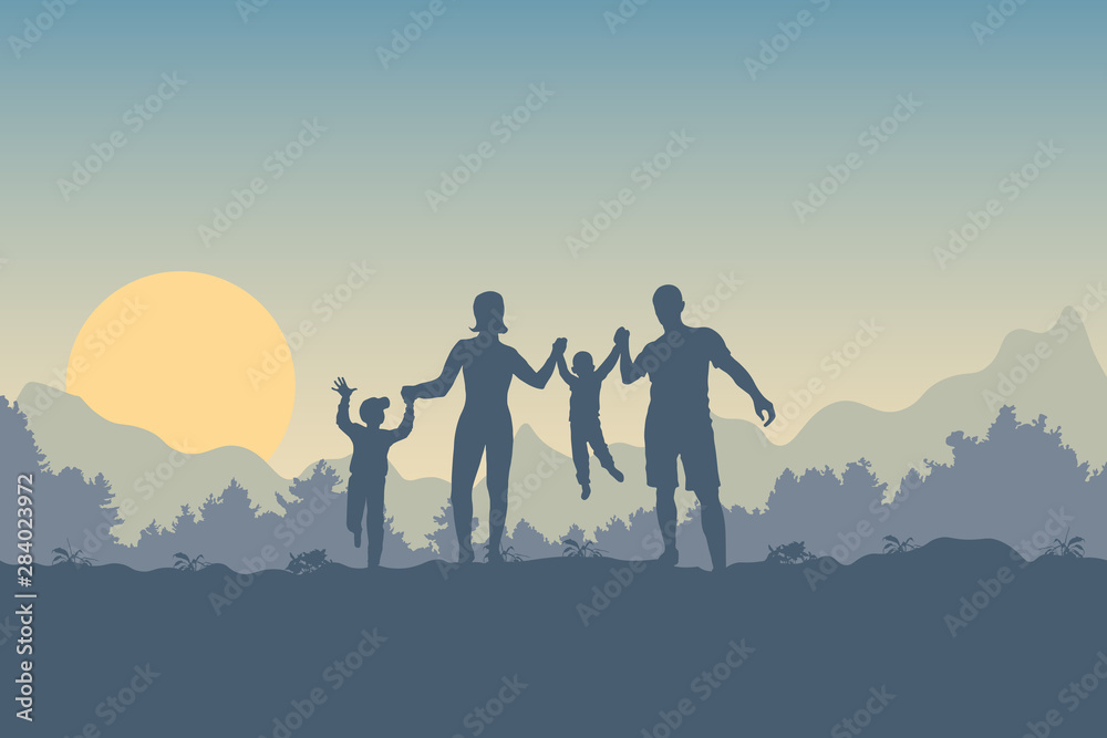 Fotografie Happy children and parents