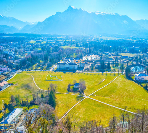 The large park in Riedenburg district of Salzburg, Austria photo