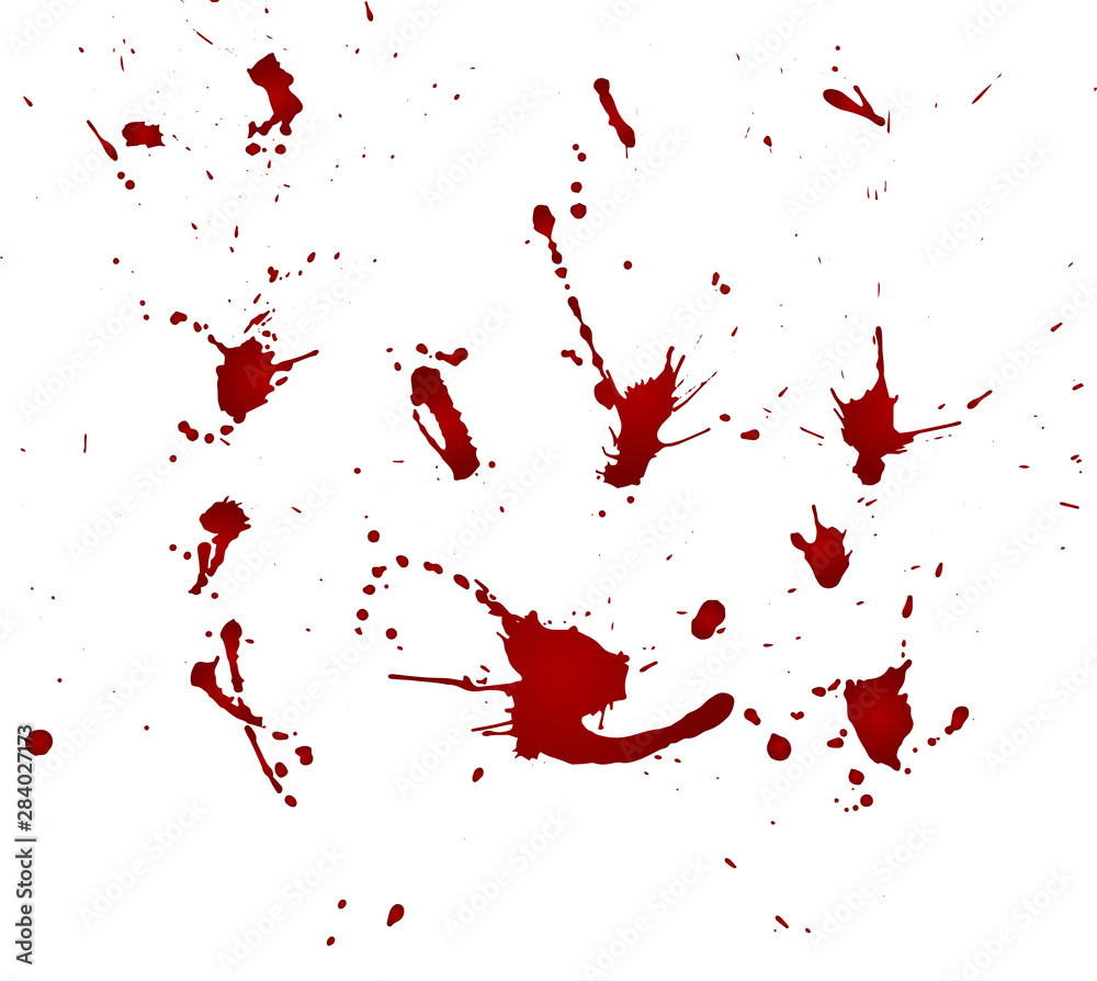Φωτογραφία Messy blood blot, red drops on white background