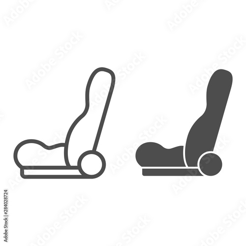 Car seat line and glyph icon. Automobile chair vector illustration isolated on white. Car part outline style design, designed for web and app. Eps 10.