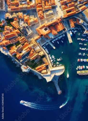 Dudrovnik, Croatia. Aerial view on the old town. Vacation and adventure. Town...