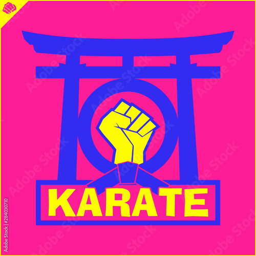 Karate emblem. Martial art creative colored simbol design. Vector, EPS.