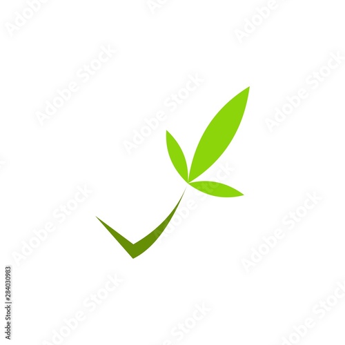 Bamboo Leaf with Tick logo design vector