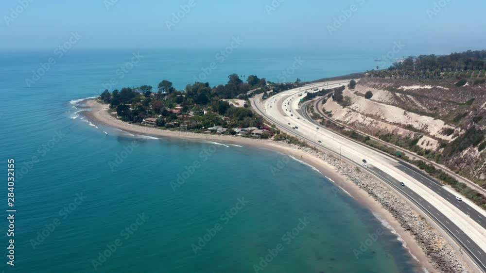 Aerial view of California beach coastline in Santa Barbara Aerial view of California beach coastline in Santa Barbara