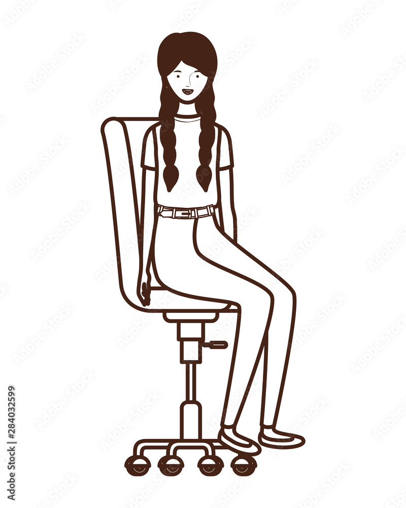silhouette of woman with sitting in office chair on white background silhouette of woman with sitting in office chair on white background