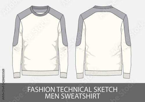 Fashion technical sketch men sweater