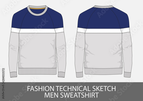 Fashion technical sketch men sweatshirt