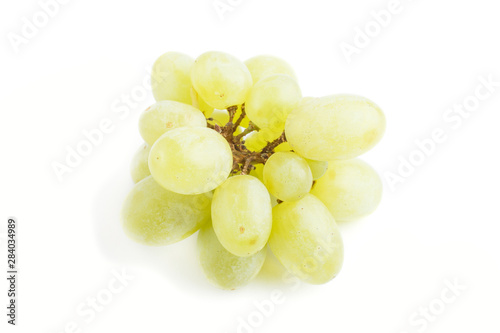 Green grapes isolated on white background. Side view