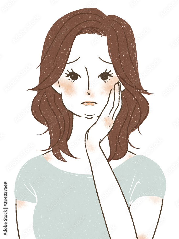 顔のむくみ 脂肪に悩む女性 Stock イラスト Adobe Stock