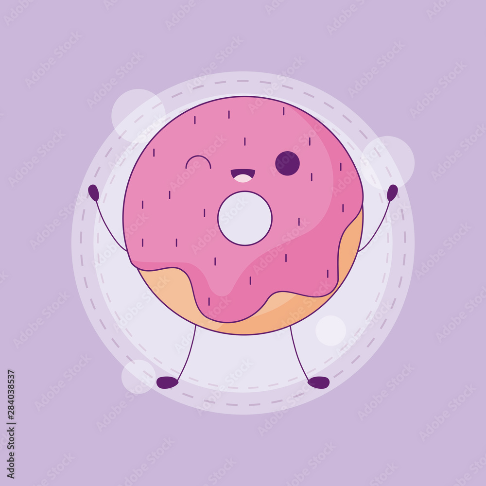 fresh and delicious donut kawaii style