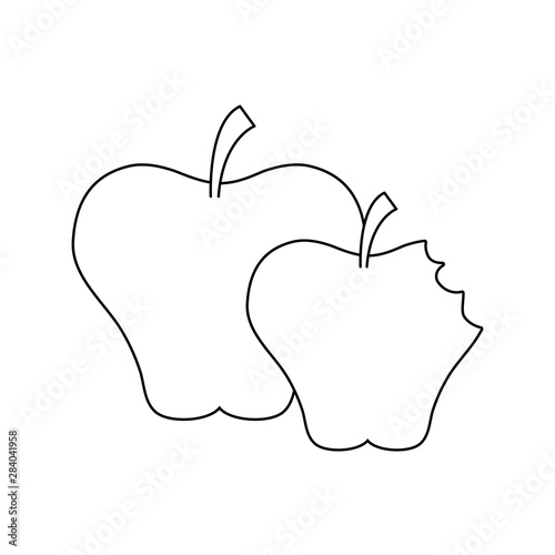 fresh apples fruits with nibble isolated icon