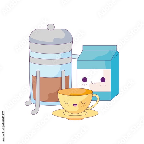 cup ceramic with set food kawaii style