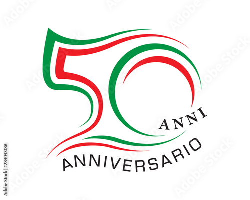 50th anniversary years with the element wave curved italy flag vector