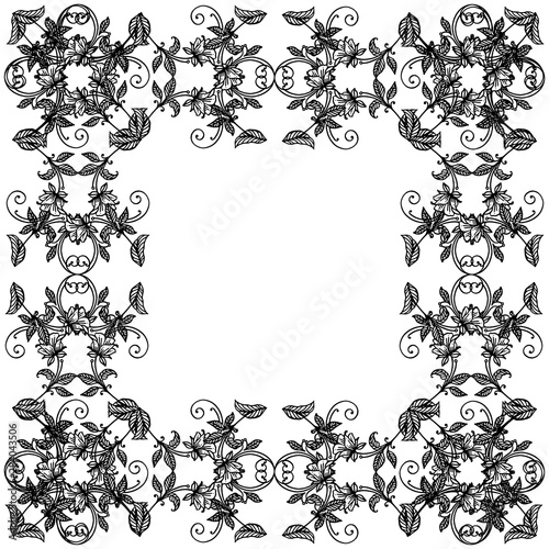 Decorative of frame, for artwork of flower in black and white colors, with space for text. Vector