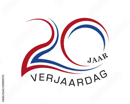 20th anniversary years with the element wave curved netherlands flag vector