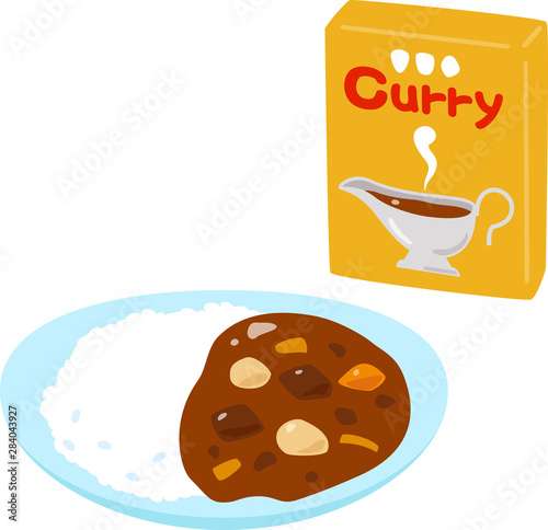 レトルトカレーのパッケージとカレーライス