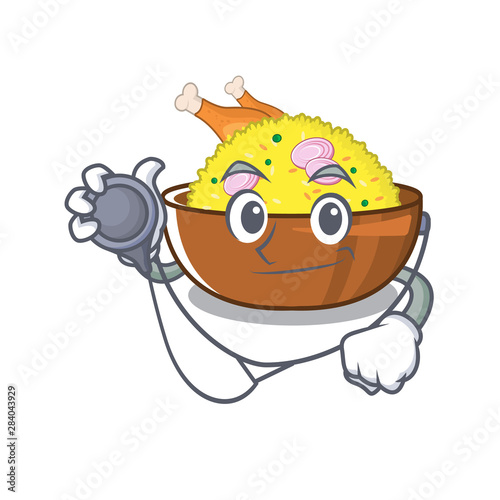 Doctor biryani chicken above the cartoon plate