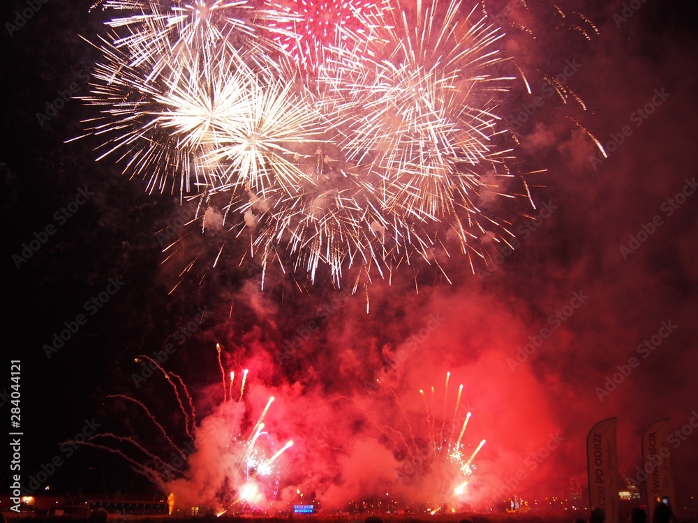 Pyro Magic Firework Festival 2019 in Szczecin Poland (August 2019), red and  white fireworks, summer festival, festivity, firework competition, summer  event, season's greeting, new year eve Stock Photo | Adobe Stock