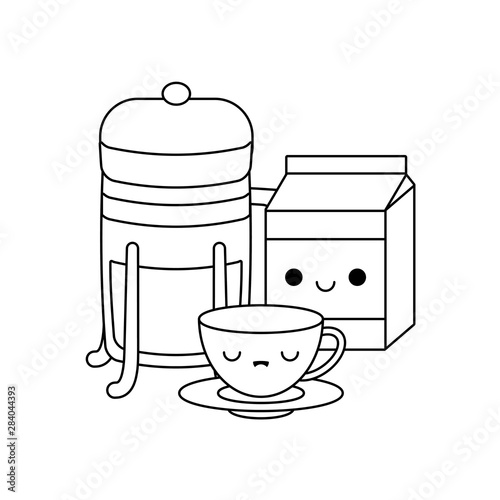 cup ceramic with set food kawaii style