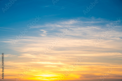 Sunset sky for background,sunrise sky and cloud at morning,nature for design art work. © Praew stock