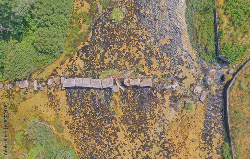 Drone view of the old footbridge on the river Cetina photo