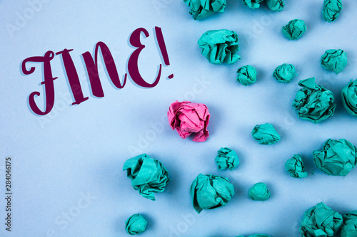 Conceptual hand writing showing Fine Motivational Call. Business photo text No hidden charges from large moving companies written Plain Blue background Paper Balls next to it. photo