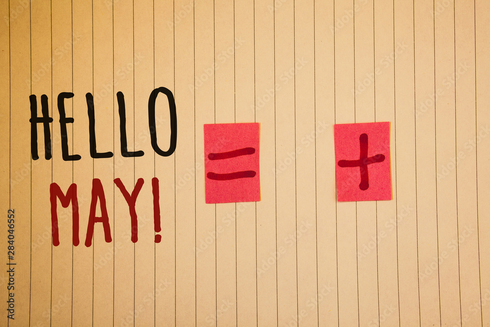 Writing note showing Hello May Motivational Call. Business photo ...