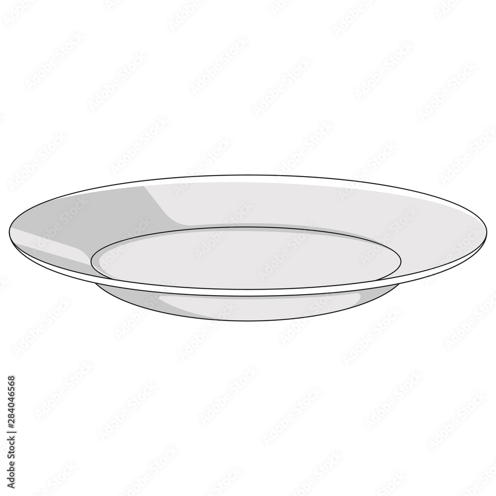 Vector realistic 3d kitchen tool plate silver glossy Vector realistic 3d kitchen tool plate silver glossy
