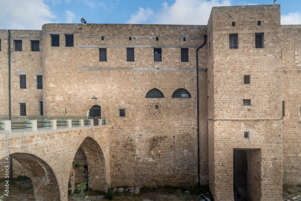 Acco (Acre, Akko) old templar crusader palace part of the Ottoman fortifications in Israel