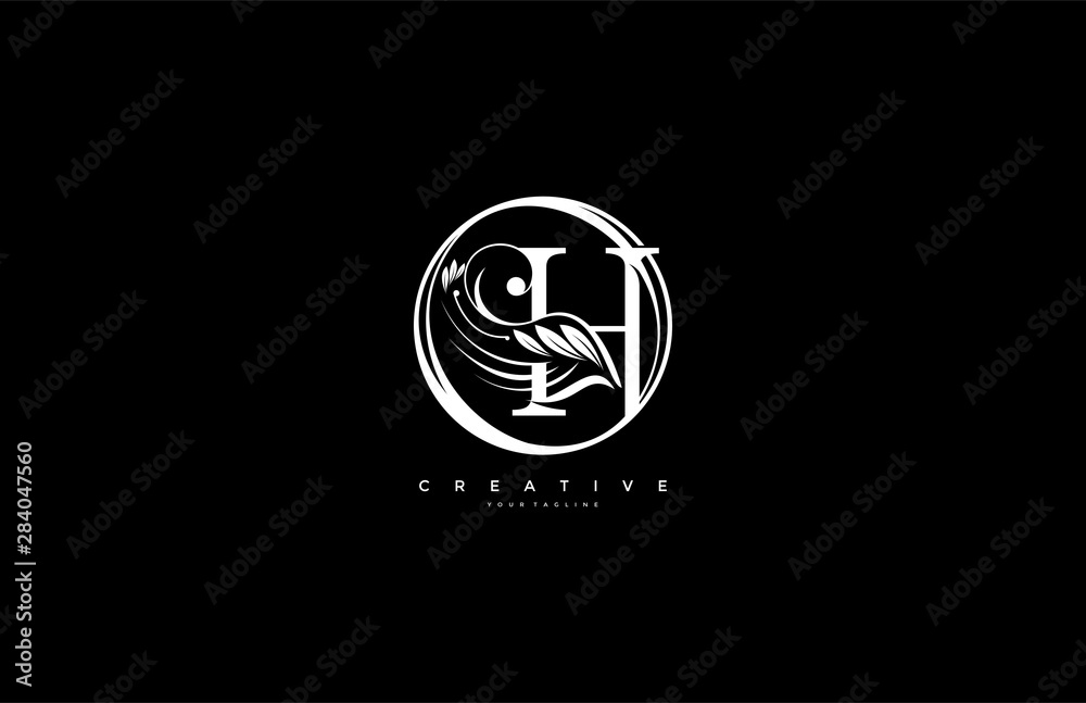 initial H letter linked rounded shape luxury flourishes ornament logo-01 initial H letter linked rounded shape luxury flourishes ornament logo-01