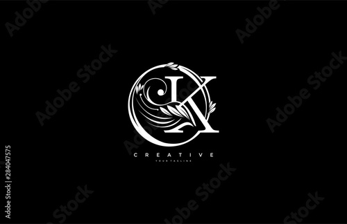 initial K letter linked rounded shape luxury flourishes ornament logo-01