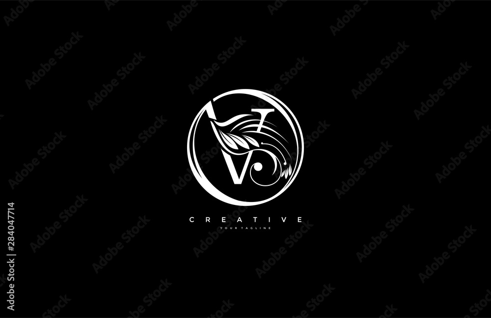 initial V letter linked rounded shape luxury flourishes ornament logo-01 initial V letter linked rounded shape luxury flourishes ornament logo-01
