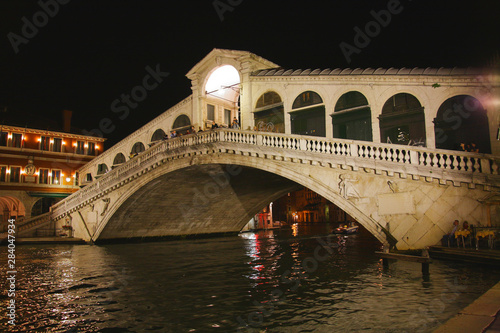 Realto bridge in Venice at night photo