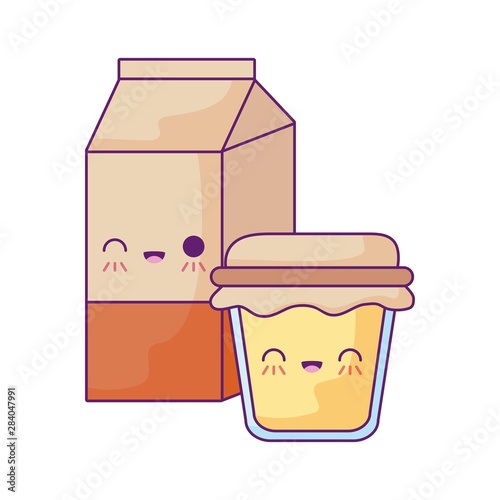 bottle of honey with box milk kawaii style