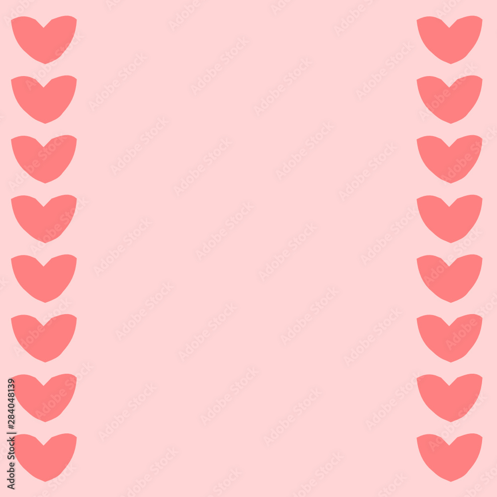 abstract row of pink heart on light pink background