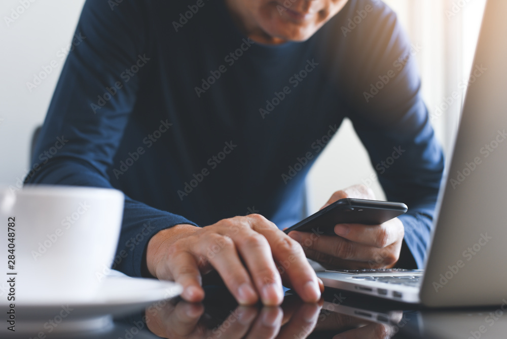Man using smart ohone Man using smart ohone