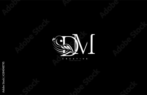 Initial Letter DM Linked Beauty Flourishes Monogram White Background