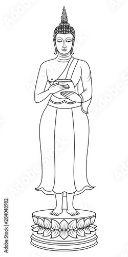 Pang Umbat or Holding Alms Bowl The Buddha image for Wednesday is standing and holding an alms bowl with both hands