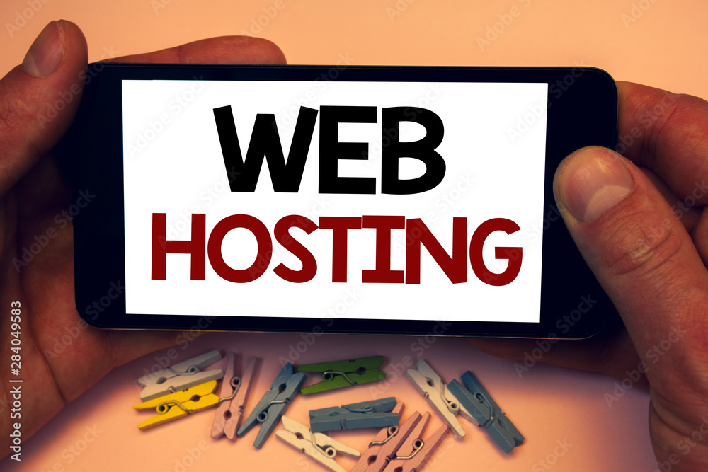 Writing note showing Web Hosting. Business photo showcasing Server service that allows somebody to make website accessible Writing note showing Web Hosting. Business photo showcasing Server service that allows somebody to make website accessible