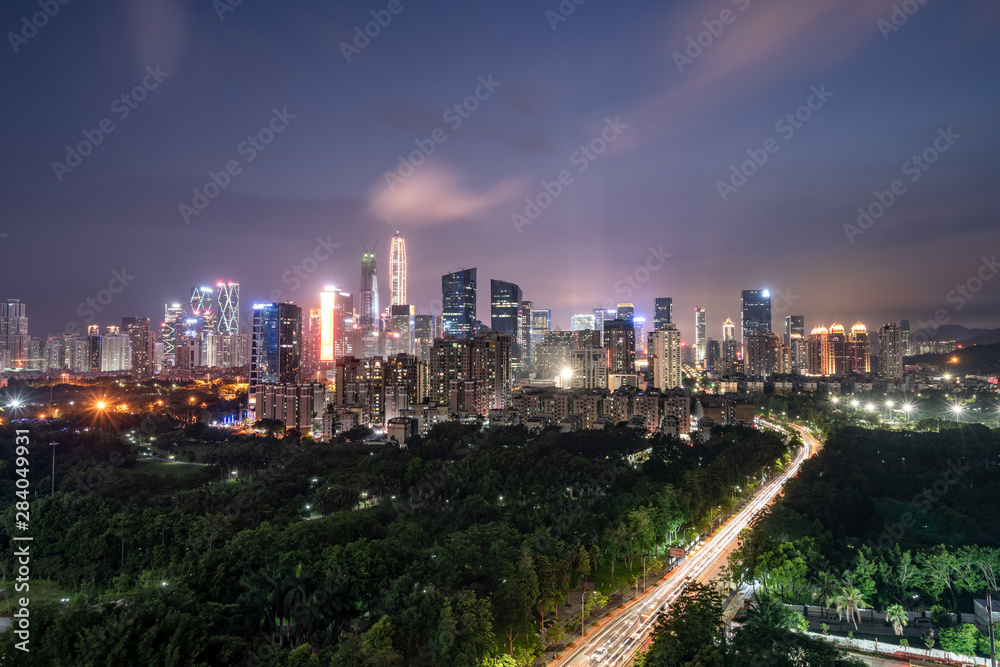 shenzhen city skyline at night