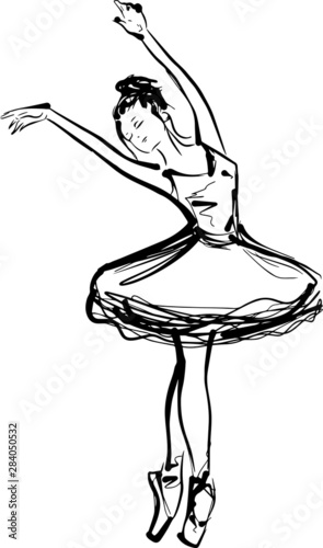 vector line illustration of a ballerina