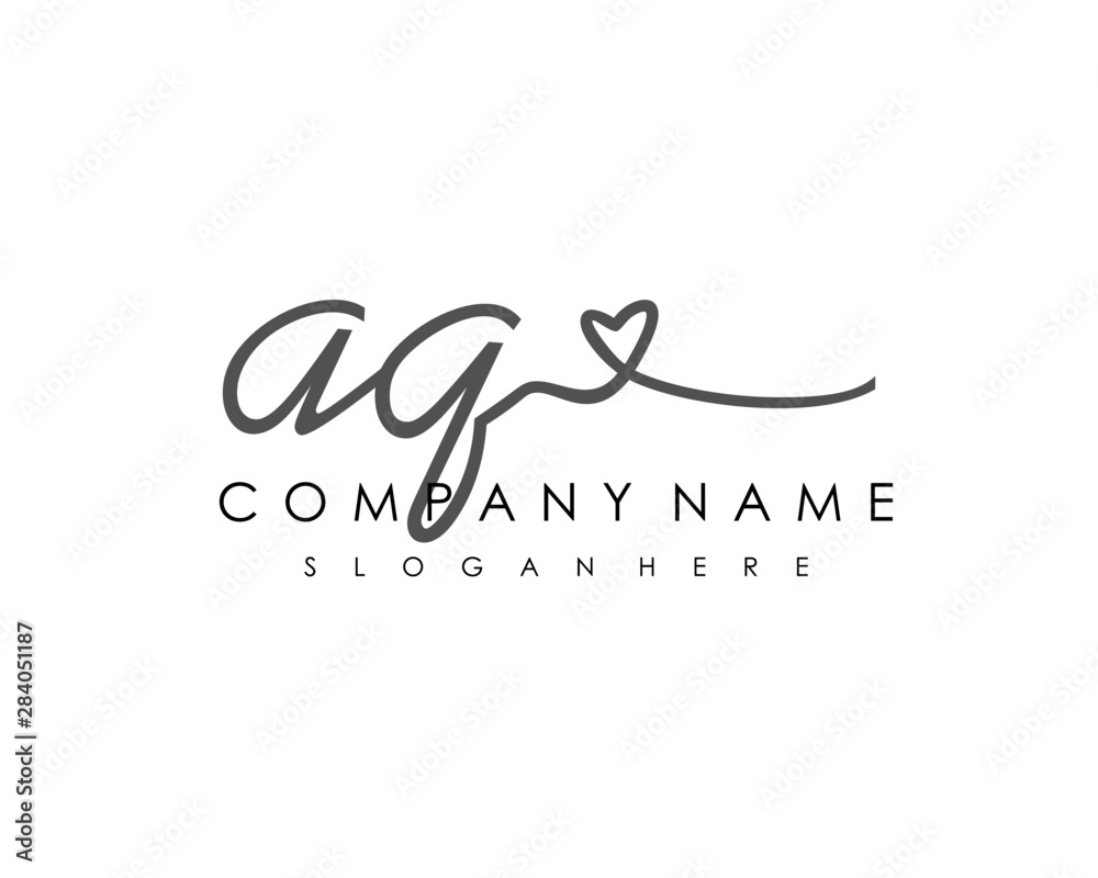 AQ Initial handwriting logo vector AQ Initial handwriting logo vector