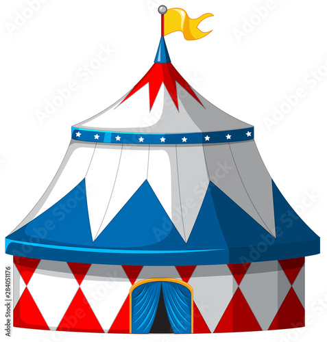 Circus tent in blue and white color