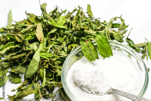 Dry stevia leaves